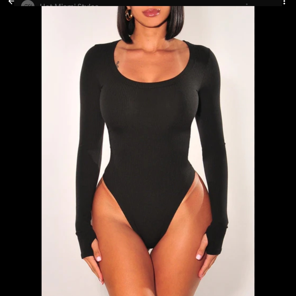 Joly & Joy Black Fitted Long Sleeve Bodysuit
